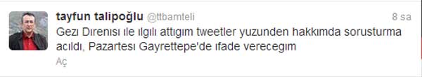 Tayfun Talipo�lu Twitter mesaj�