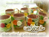 Ay�e Selcen At�lgan Kan kendin yap projeleri. Y�n ve tuvalet ka��d� rulosuyla s�slemeli dekoratif fincan tak�m� yap�m�