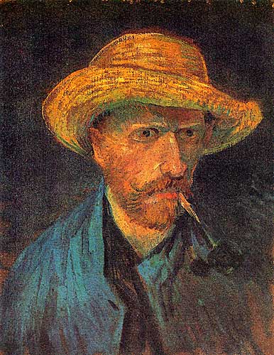 Vincent Van Gogh Self Portrait with Straw Hat and Pipe Paris 1887