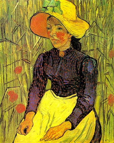 Vincent Van Gogh&nbsp;Young Peasant Woman with Straw Hat Sitting in the Wheat Auvers-sur-Oise late June 1890