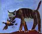 Yaral� Kuş ve Kedi, Wounded Bird and Cat. 1938. Oil on canvas
